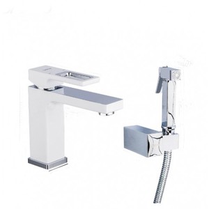 Смеситель для умывальника с псевдобиде Gappo G1017-1 белый/хром