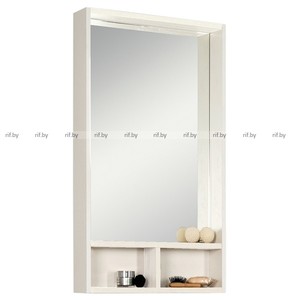 Шкаф с зеркалом Акватон Йорк 60 белый глянец/выбеленное дерево